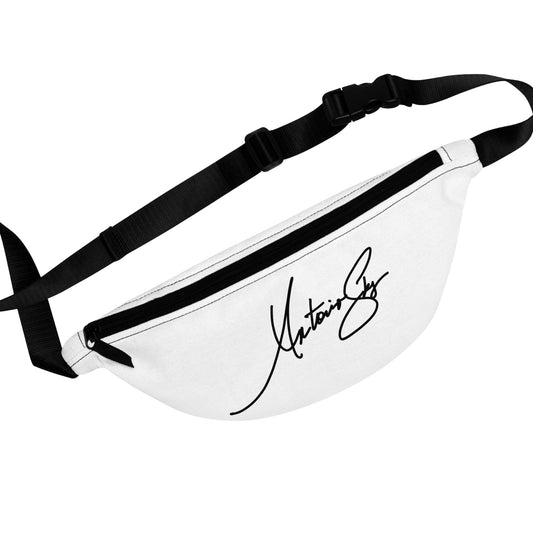 Signature Fanny Pack — Minimalist White Waist Bag with Black Script