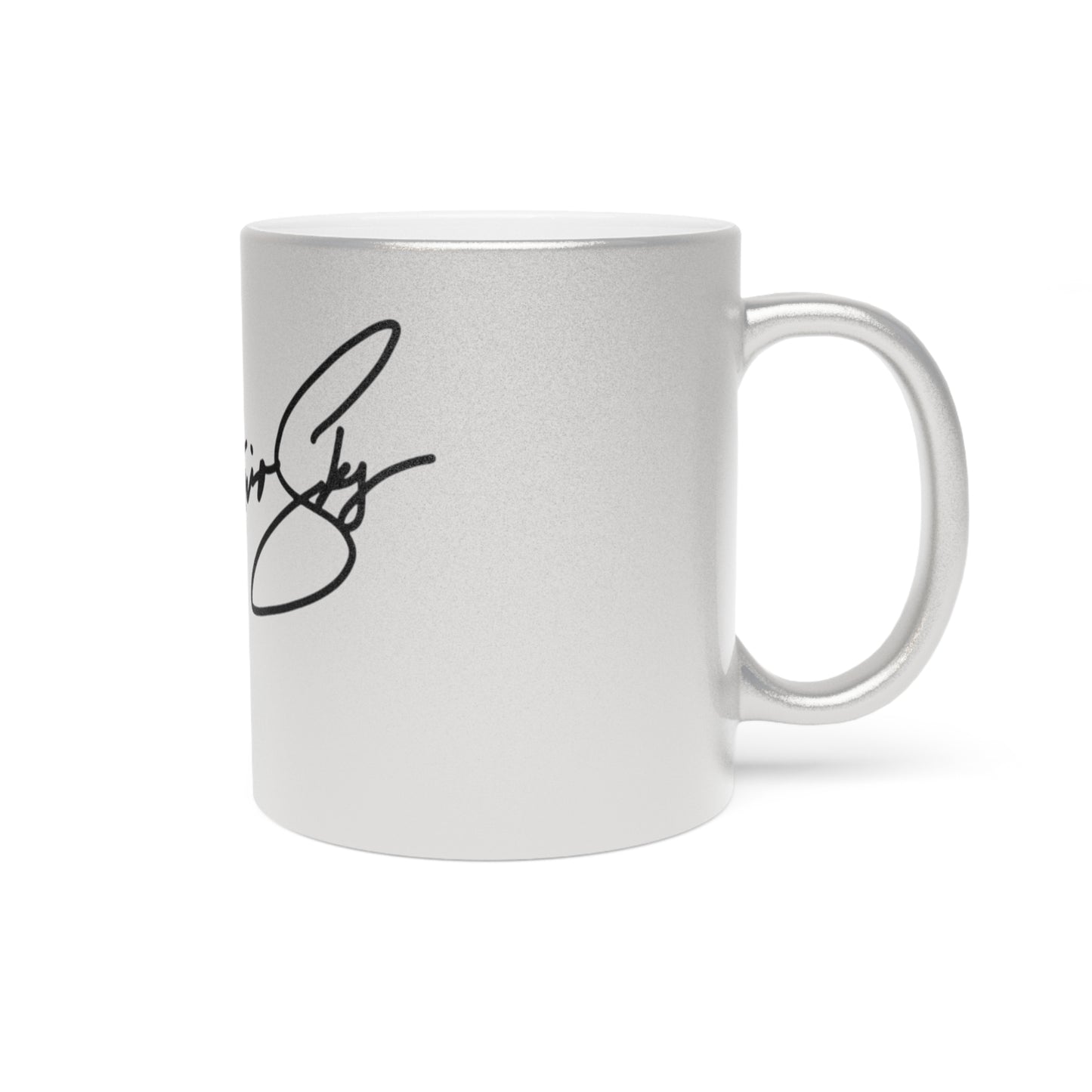 Metallic Signature Mug — Silver/Gold Accent Coffee Cup